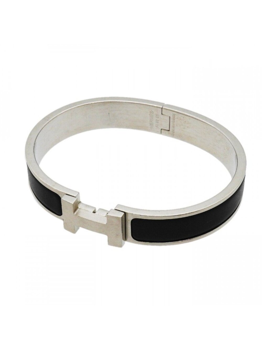 Hermes Bangle Clic Clac PM Metal Silver Black Bracelet